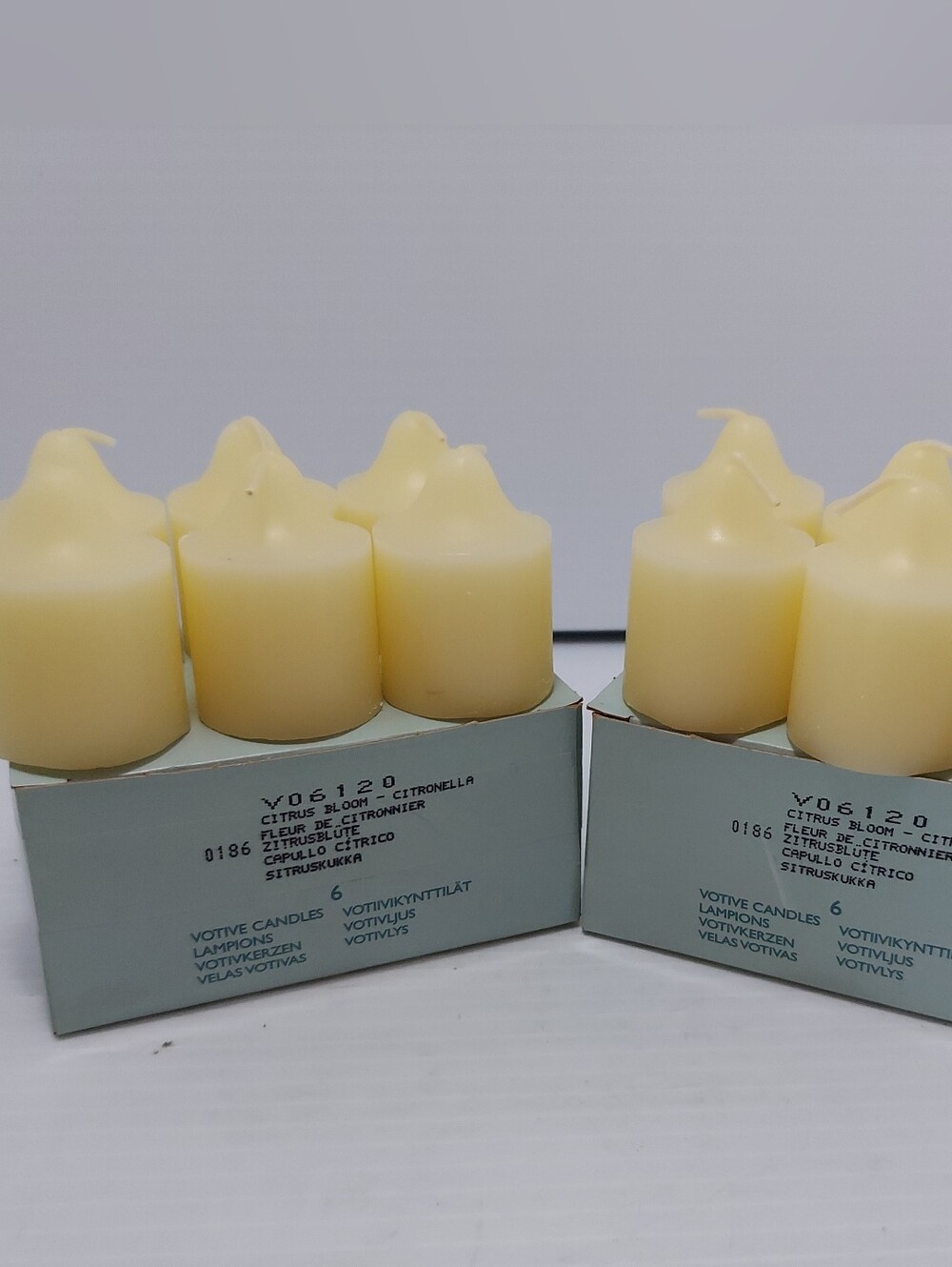 PARTYLITE Citrus Bloom Citronella Votive Candle 2 Boxes Of 6 - Pale Yellow